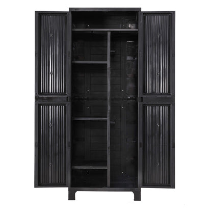 173Cm Outdoor Storage Cabinet Box Lockable Cupboard Sheds Garage Black