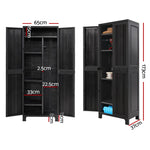 173Cm Outdoor Storage Cabinet Box Lockable Cupboard Sheds Garage Black