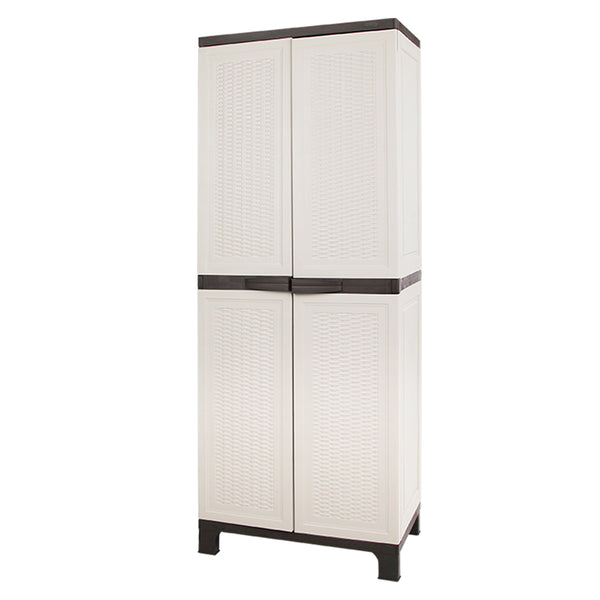  173Cm Outdoor Storage Cabinet Box Lockable Cupboard Sheds Rattan Beige