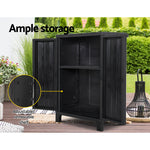 92Cm Outdoor Storage Cabinet Box Lockable Cupboard Sheds Garage Black