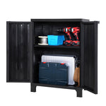 92Cm Outdoor Storage Cabinet Box Lockable Cupboard Sheds Garage Black