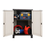 92Cm Outdoor Storage Cabinet Box Lockable Cupboard Sheds Rattan Beige