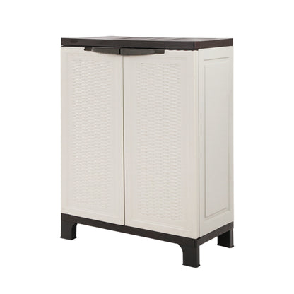 92Cm Outdoor Storage Cabinet Box Lockable Cupboard Sheds Rattan Beige