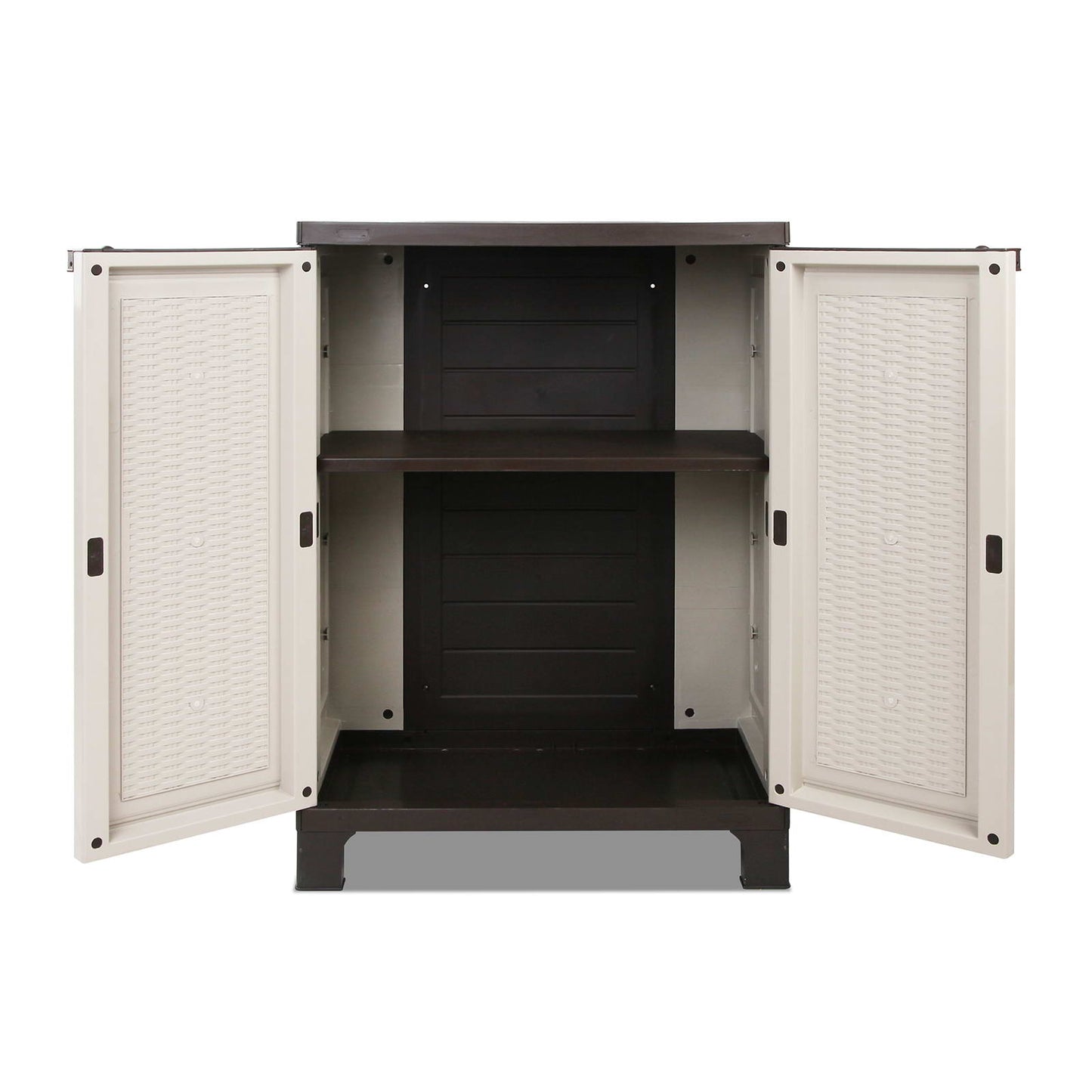 92Cm Outdoor Storage Cabinet Box Lockable Cupboard Sheds Rattan Beige