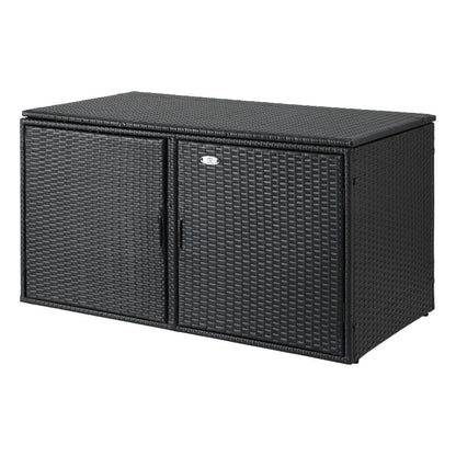 Outdoor Storage Cabinet Wicker Black 110.5x60x63cm