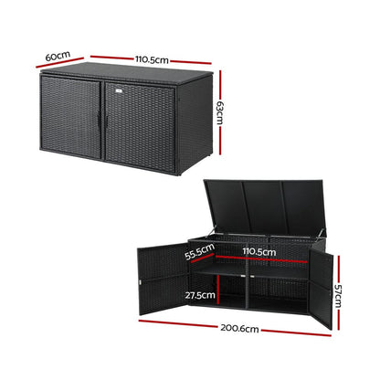 Outdoor Storage Cabinet Wicker Black 110.5x60x63cm