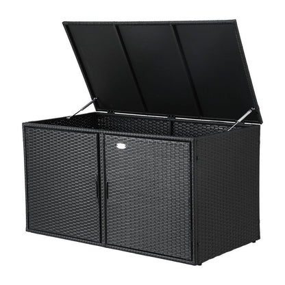 Outdoor Storage Cabinet Wicker Black 110.5x60x63cm