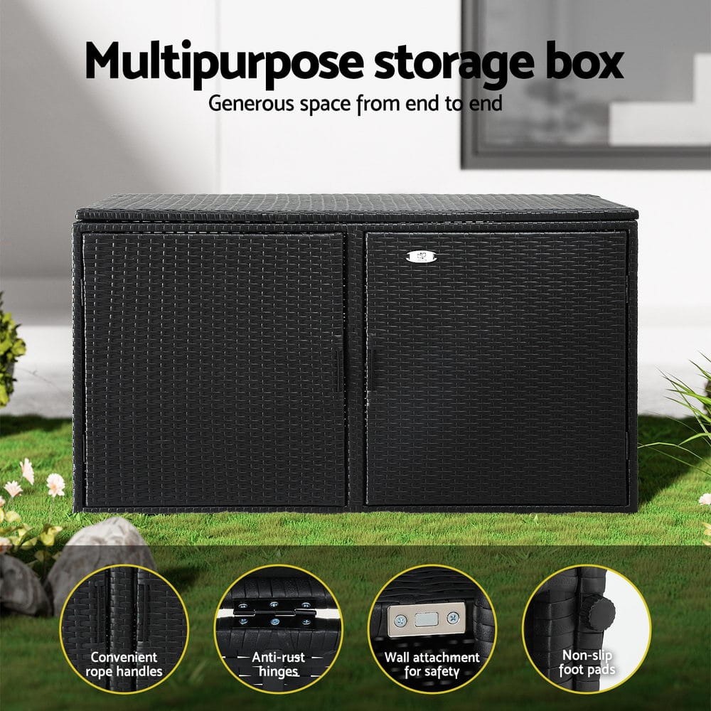 Outdoor Storage Cabinet Wicker Black 110.5x60x63cm