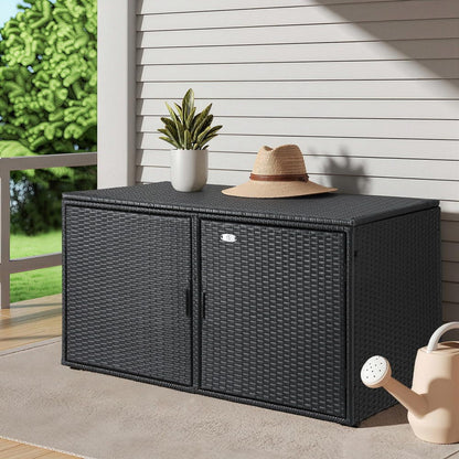Outdoor Storage Cabinet Wicker Black 110.5x60x63cm