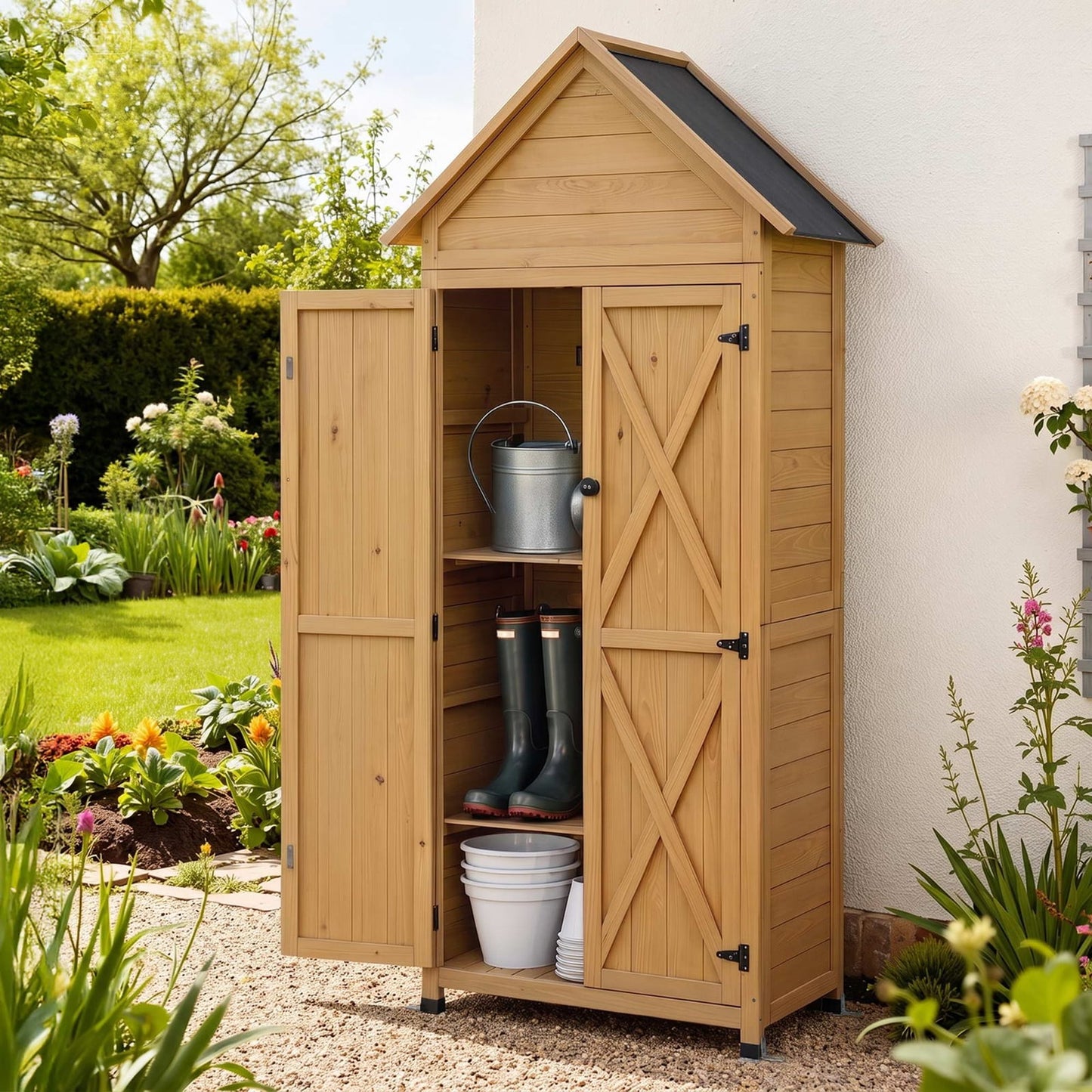 Outdoor Storage Cabinet Natural 69x39x182cm
