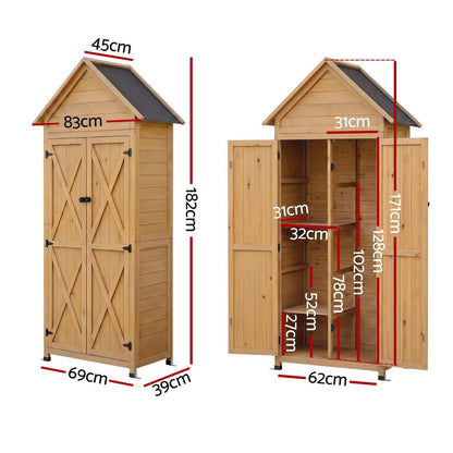 Outdoor Storage Cabinet Natural 69x39x182cm