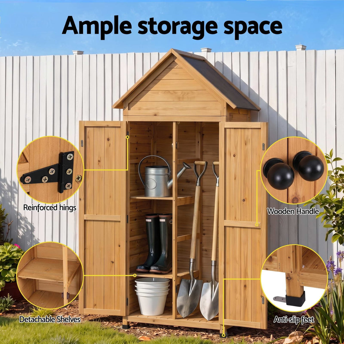 Outdoor Storage Cabinet Natural 69x39x182cm