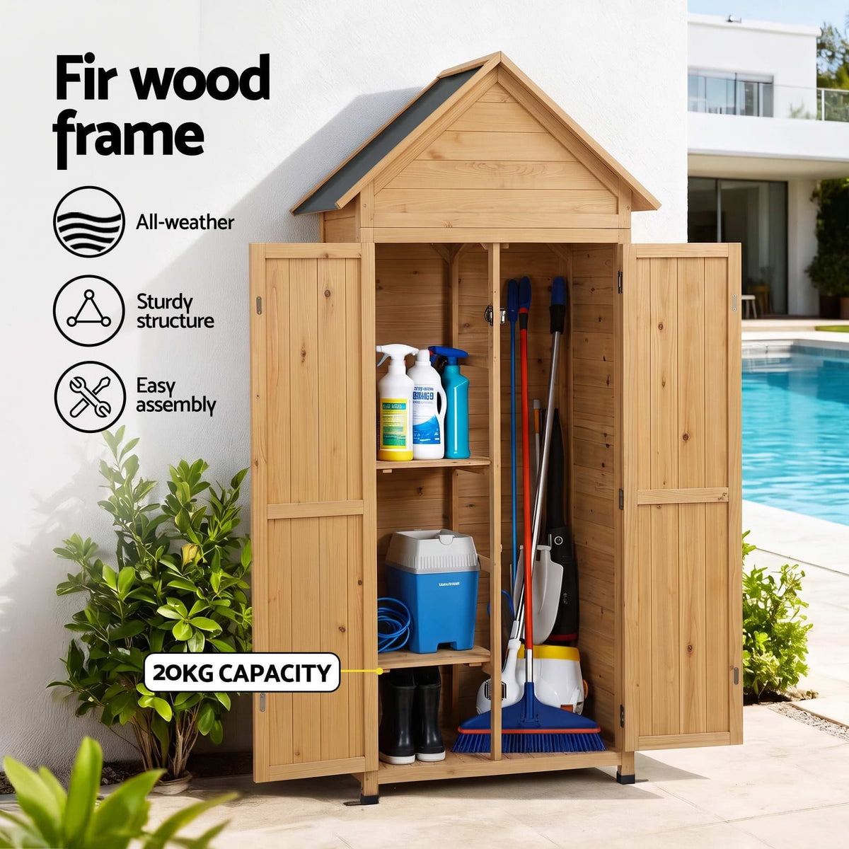 Outdoor Storage Cabinet Natural 69x39x182cm
