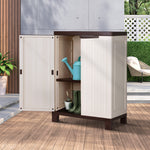 Garden Shed Outdoor Storage Cabinet with Adjustable Shelf and Lockable Door Beige