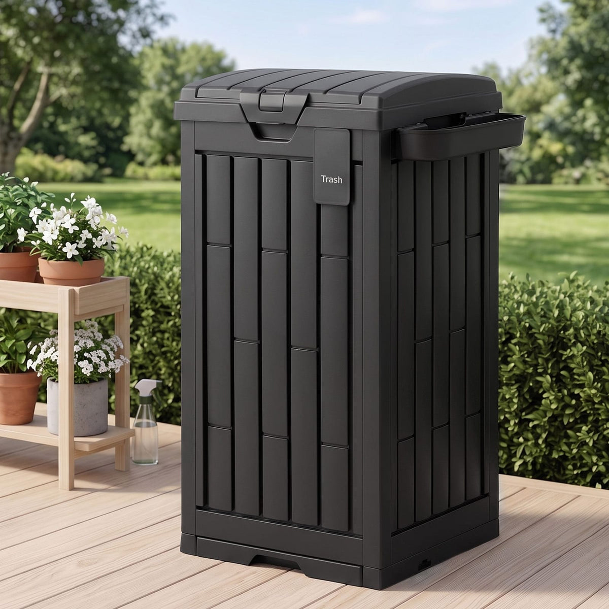Outdoor Trash Can Large Capacity 40.5x40.5x88cm