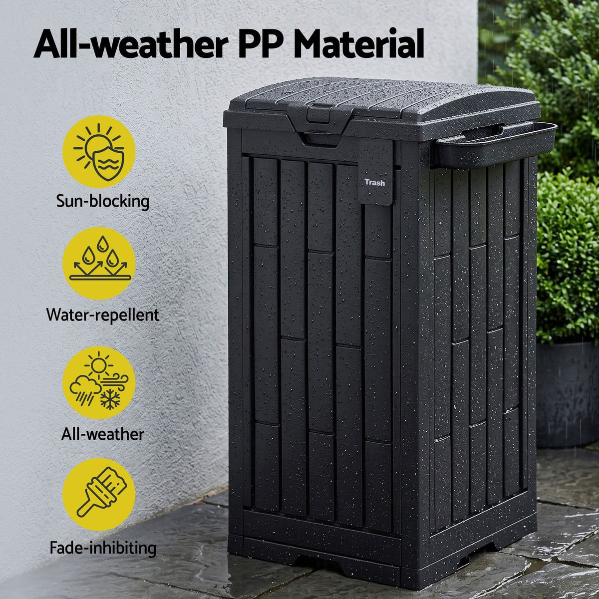 Outdoor Trash Can Large Capacity 40.5x40.5x88cm