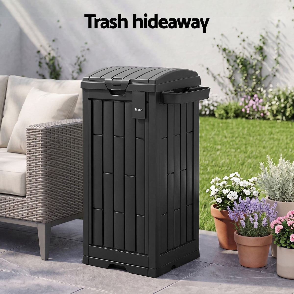 Outdoor Trash Can Large Capacity 40.5x40.5x88cm