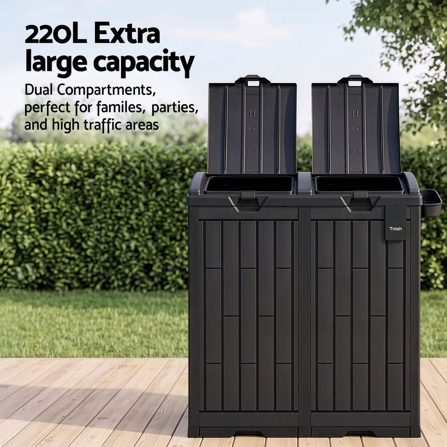 Outdoor Dual Compartment Trash Can 78x41x87cm