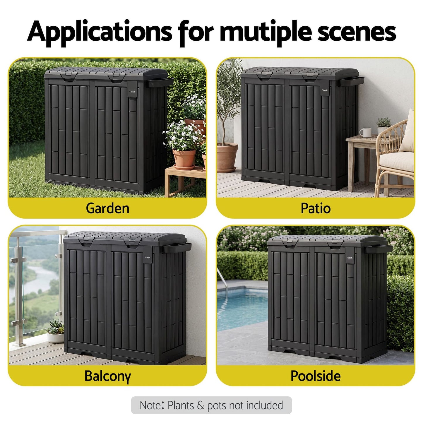 Outdoor Dual Compartment Trash Can 78x41x87cm