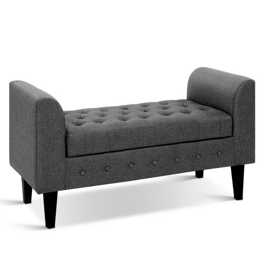 Storage Ottoman Blanket Box 104Cm Linen Grey