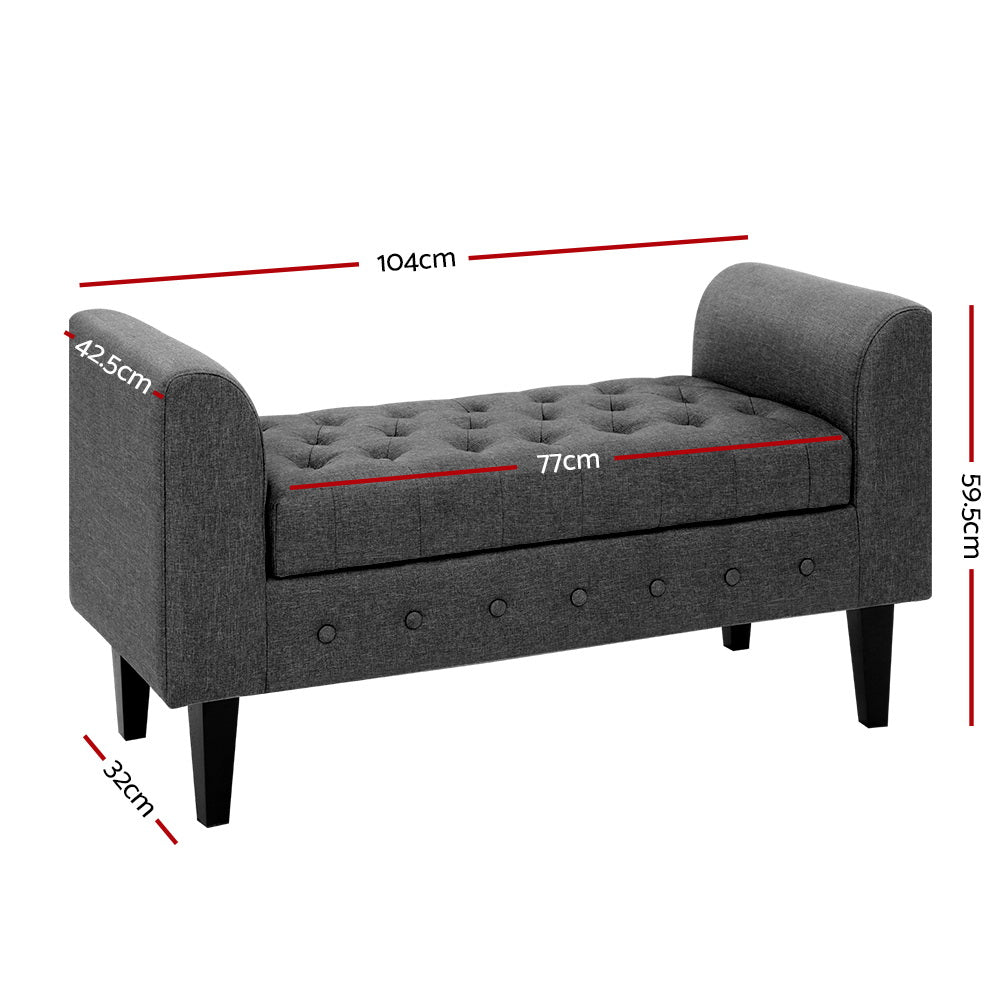Storage Ottoman Blanket Box 104Cm Linen Grey