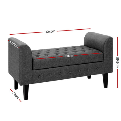 Storage Ottoman Blanket Box 104Cm Linen Grey