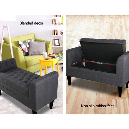 Storage Ottoman Blanket Box 104Cm Linen Grey