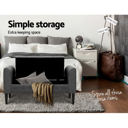 Storage Ottoman Blanket Box 104Cm Linen Grey