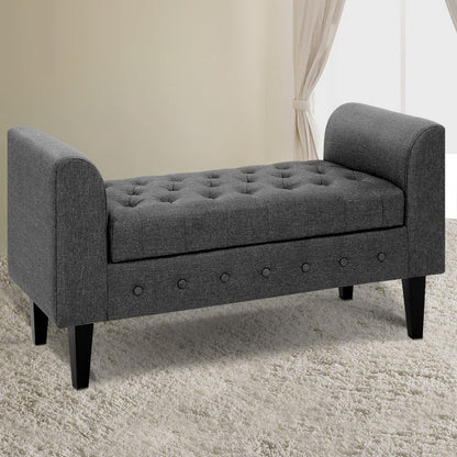 Storage Ottoman Blanket Box 104Cm Linen Grey