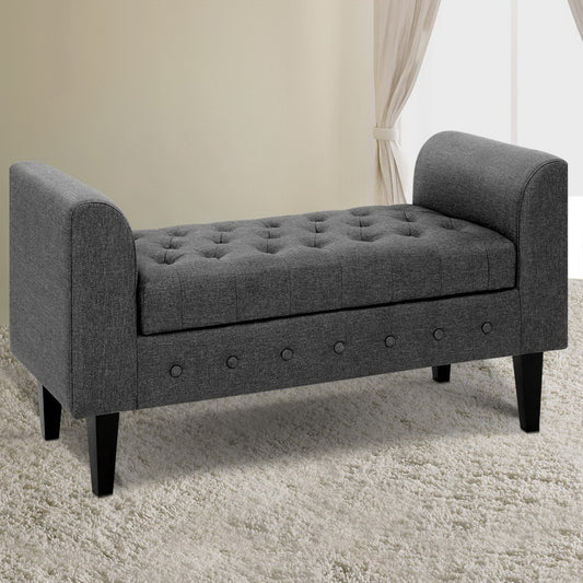 Storage Ottoman Blanket Box 104Cm Linen Grey
