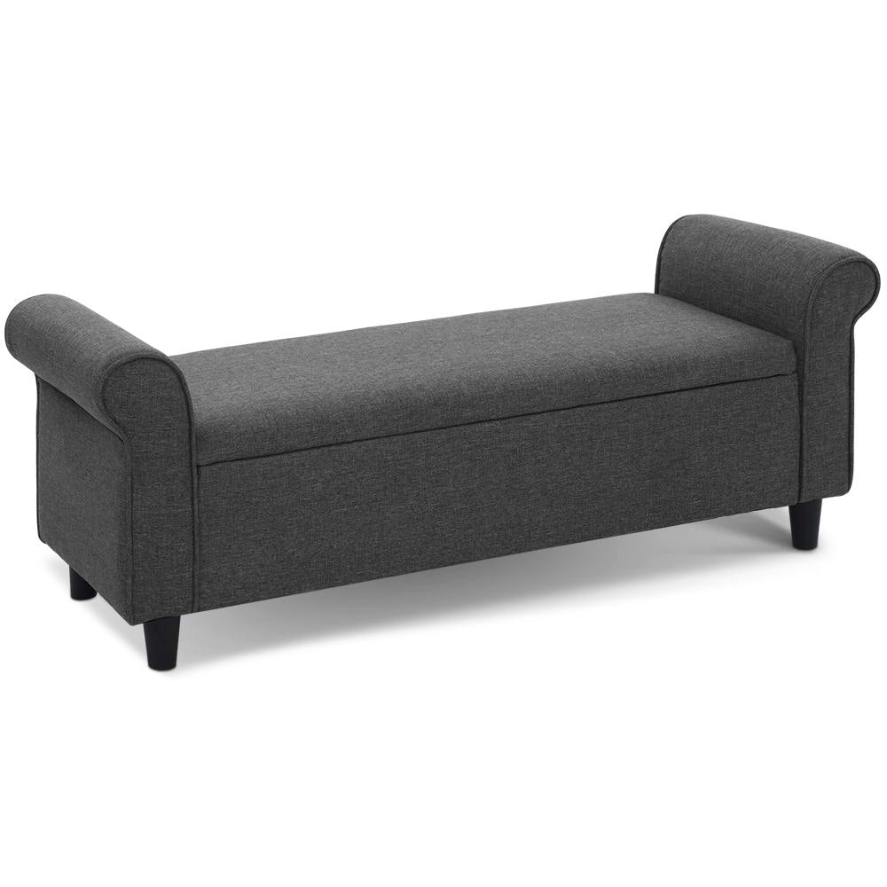 Storage Ottoman Blanket Box 125Cm Arm Linen Grey