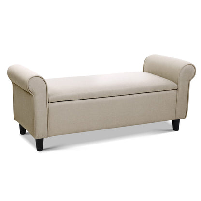 Storage Ottoman Blanket Box 125Cm Arm Linen Taupe