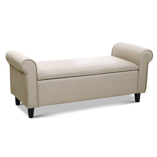 Storage Ottoman Blanket Box 125Cm Arm Linen Taupe