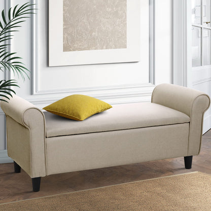 Storage Ottoman Blanket Box 125Cm Arm Linen Taupe