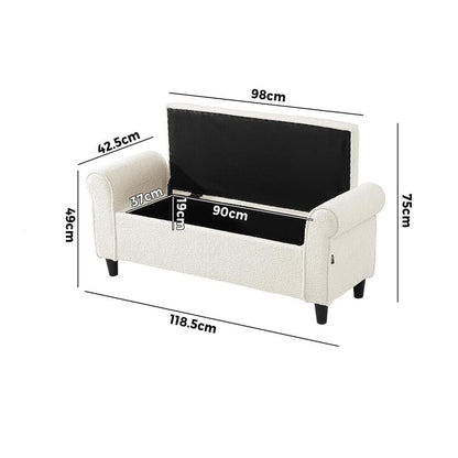 Storage Ottoman  Sherpa Fabric Large White