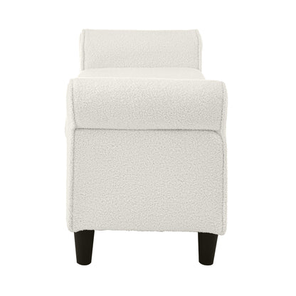 Storage Ottoman  Sherpa Fabric Large White
