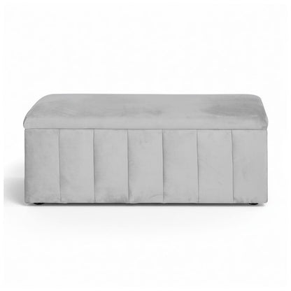 Velvet Storage Ottoman Grey 103x41.5x40cm