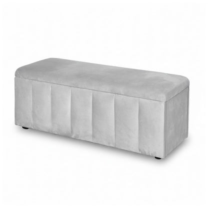 Velvet Storage Ottoman Grey 103x41.5x40cm