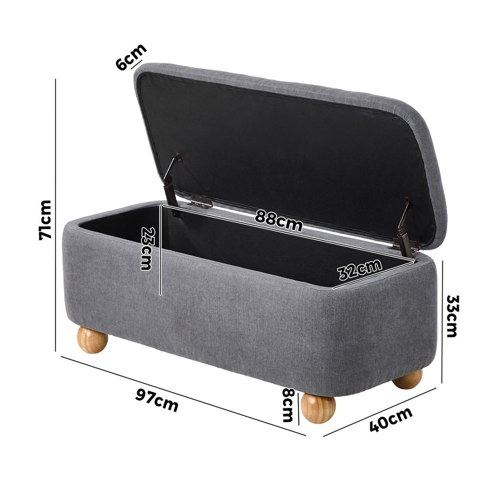 Storage Ottoman Foot Stool Linen Couch Bench Blanket Box