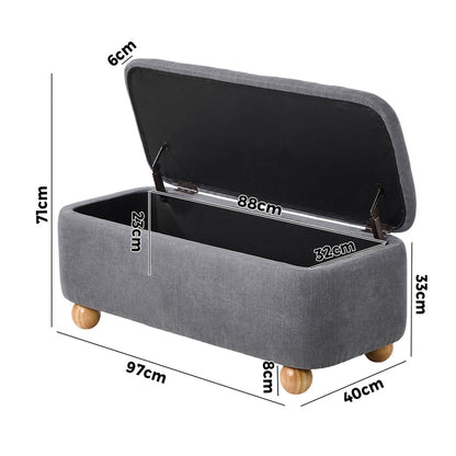 Storage Ottoman Foot Stool Linen Couch Bench Blanket Box