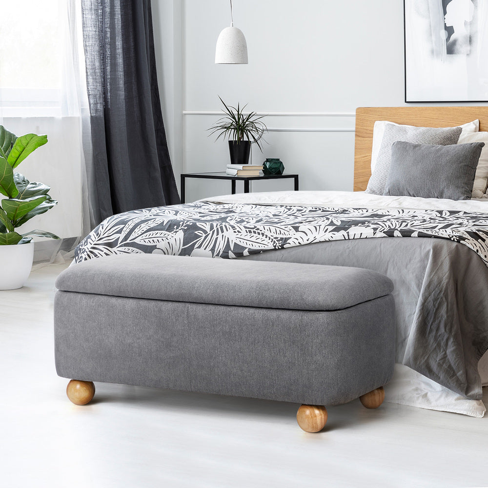 Storage Ottoman Foot Stool Linen Couch Bench Blanket Box