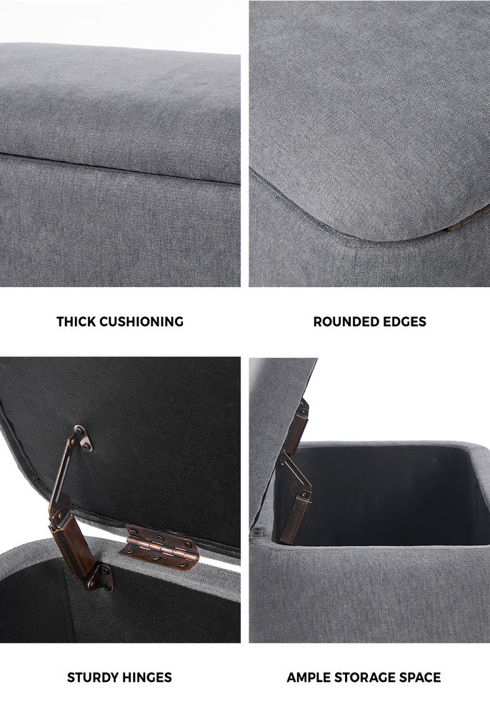 Storage Ottoman Foot Stool Linen Couch Bench Blanket Box