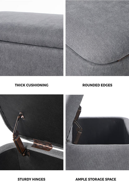 Storage Ottoman Foot Stool Linen Couch Bench Blanket Box
