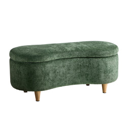 Storage Ottoman Cashew Footstool Chenille Chest Box Green/Pink Fabric