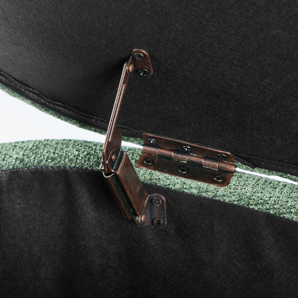 Storage Ottoman Cashew Footstool Chenille Chest Box Green/Pink Fabric