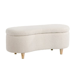 Storage Ottoman Cashew Foot Stool Teddy Boucle Chest Bench
