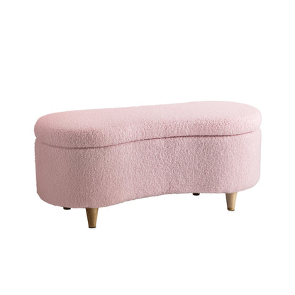 Storage Ottoman Cashew Footstool Chenille Chest Box Green/Pink Fabric