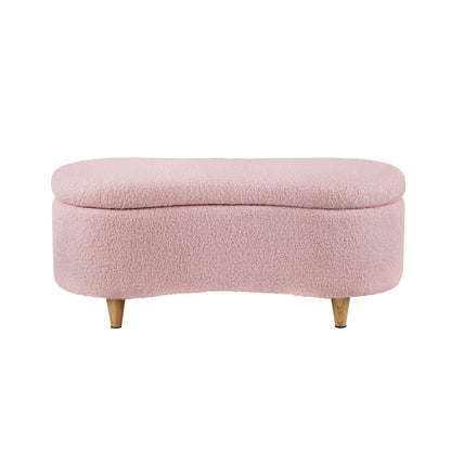 Storage Ottoman Cashew Footstool Chenille Chest Box Green/Pink Fabric