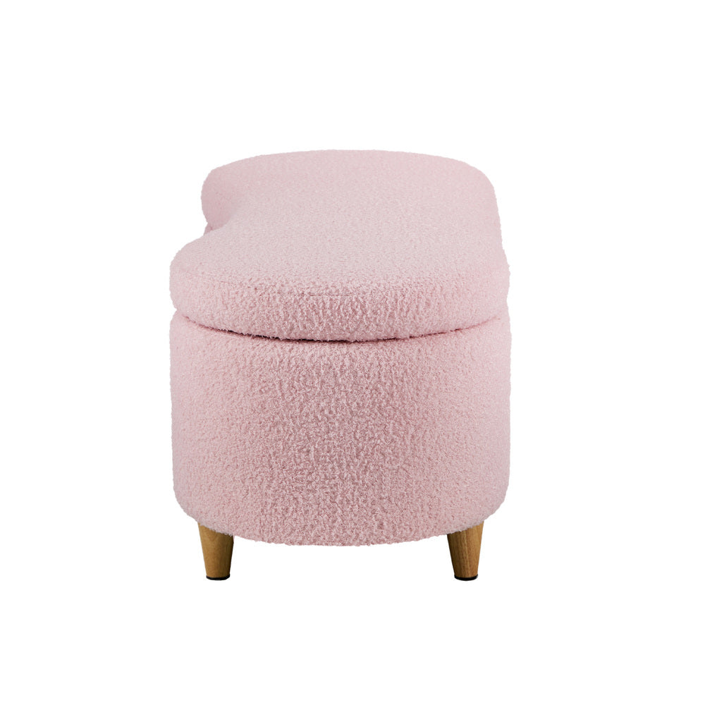 Storage Ottoman Cashew Footstool Chenille Chest Box Green/Pink Fabric