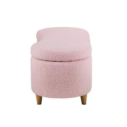 Storage Ottoman Cashew Footstool Chenille Chest Box Green/Pink Fabric